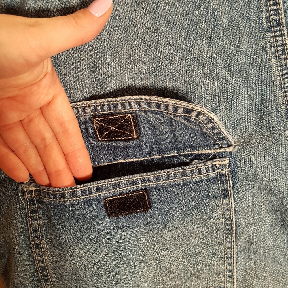 AEO Dungarees Workwear Denim Overall Shorts - Picture 7 of 8